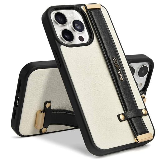 iPhone 15 Pro Max Case with Adjustable Wristband Strap Kickstand,