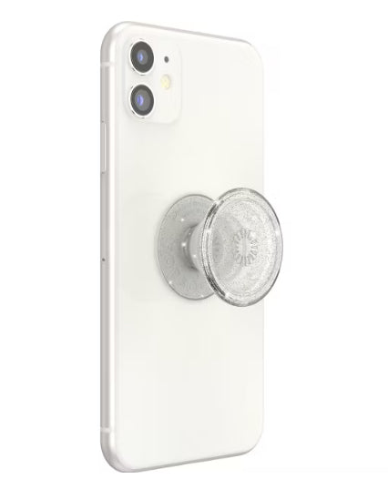 PopSockets PopGrip Cell Phone Grip & Stand - Clear Silver Glitter