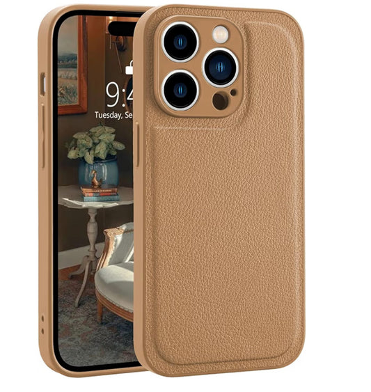 16 Pro Leather Phone Case for Women, Fashion Solid Luxury Case,