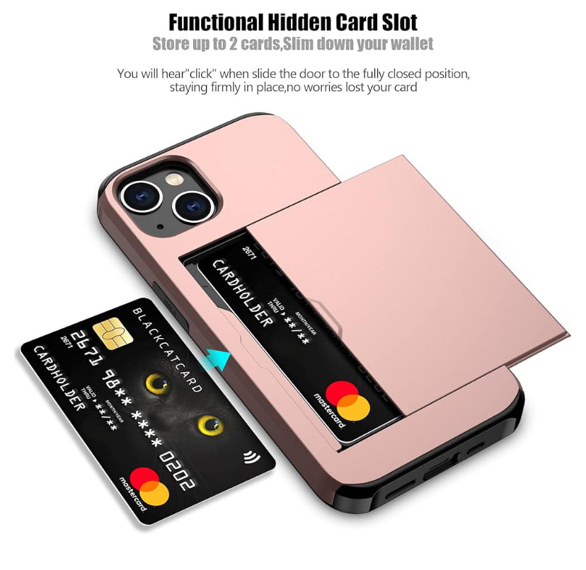 Shockproof Hidden Card Slot Slim Wallet Case for iPhone 13