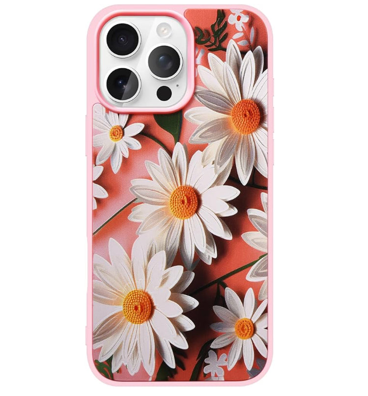 White Floral Embossed Phone Case