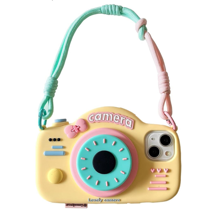 Cute Funny Camera with Bracket Wrist Strap Case