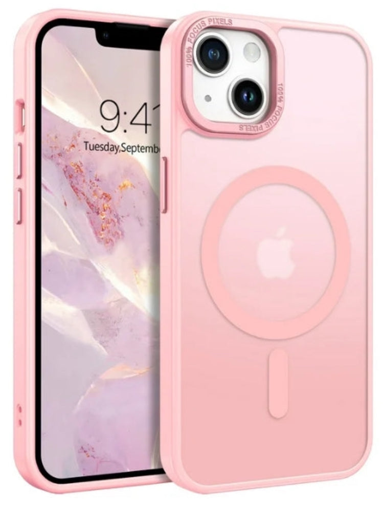 BENTOBEN Case for iphone 13/ iphone 14, 6.1 inch Slim Translucent Matte Magnetic Shockproof Protective Anti Slip Case for iphone 13/14 6.1" Pink