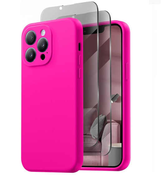 Full Camera Protection, Silicone Shockproof Protective Slim Phone Case 6.7", Hot Pink