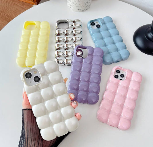 3D Cube Grid Candy Color Soft Phone Case