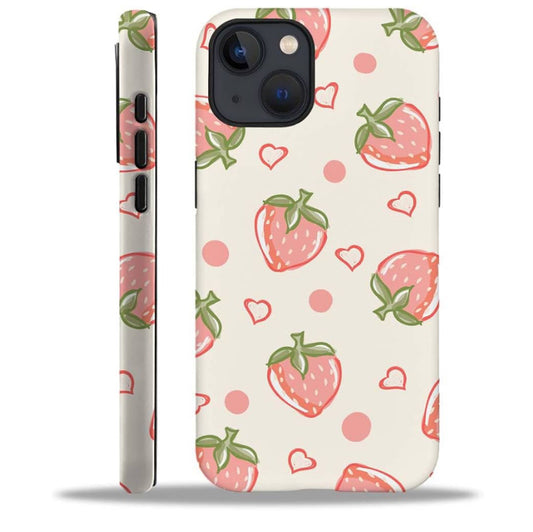 Pink Strawberry Heart Shockproof