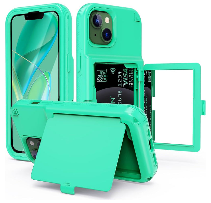 Universal iPhone 13/14 Case with Card Holder, Shockproof Protective Cover