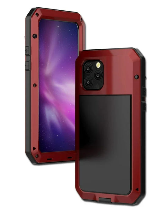 Gorilla Glass Aluminum Metal iPhone 11 Pro Max Case (Red) Heavy Duty Military Grade Shockproof and Scratch Resistant Protection