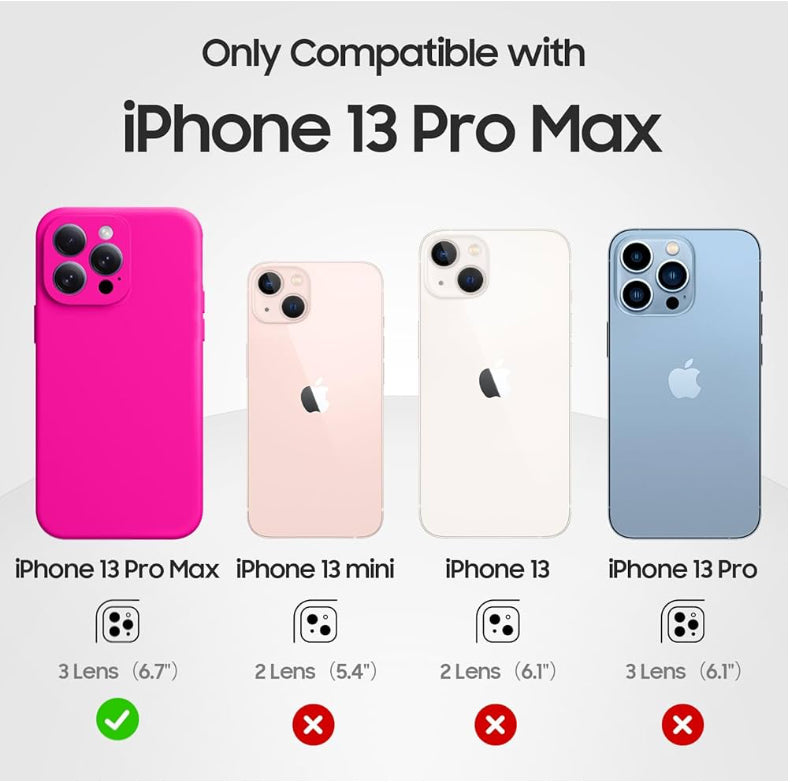 Full Camera Protection, Silicone Shockproof Protective Slim Phone Case 6.7", Hot Pink