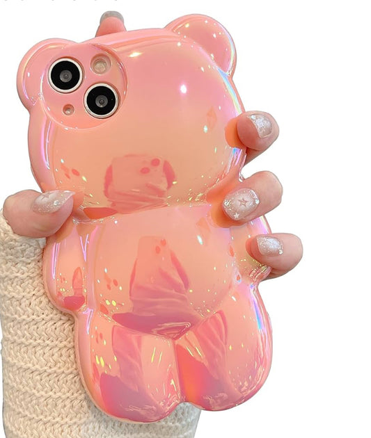 3D Pink Holographic Bear Case